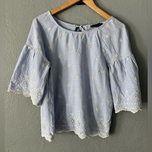 Sanctuary Light Blue Eyelet Blouse